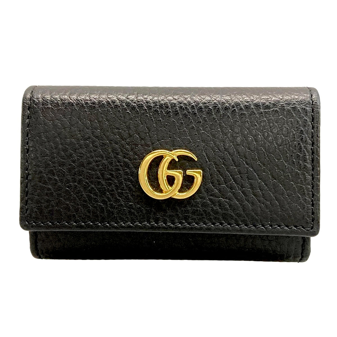 GUCCI GG MARMONT PEBBLED CALFSKIN 6-KEY HOLDER WALLET