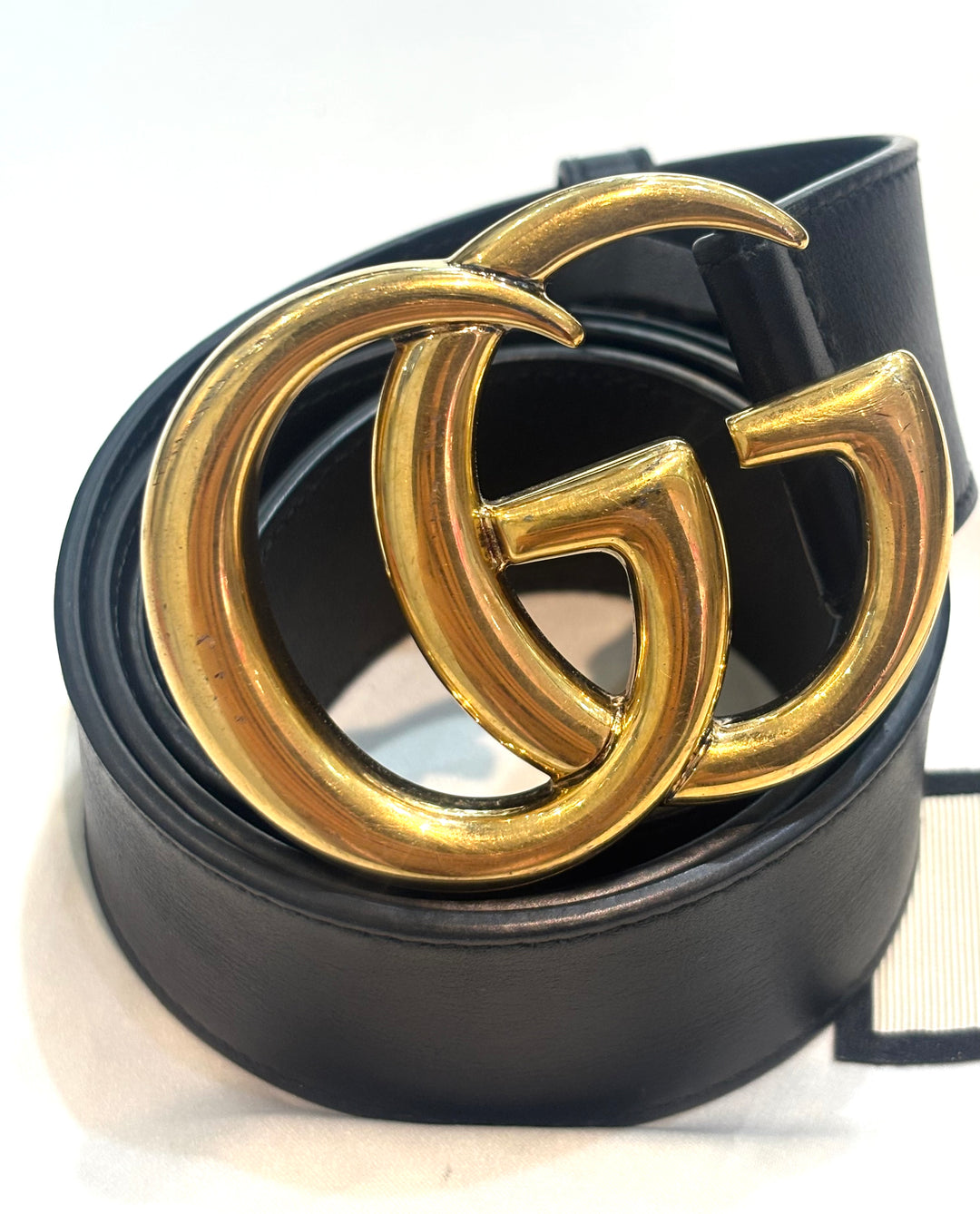 GUCCI GG MARMONT DOUBLE G CALFSKIN LEATHER BELT