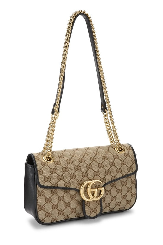 GUCCI MONOGRAM MATELASSE DIAGONAL SMALL GG MARMONT SHOULDER BAG
