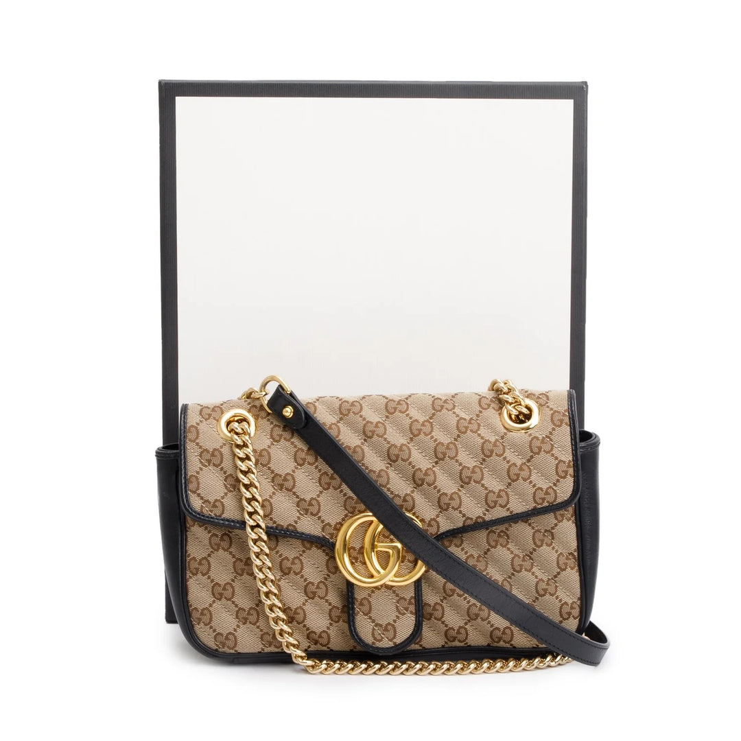 GUCCI MONOGRAM MATELASSE DIAGONAL SMALL GG MARMONT SHOULDER BAG