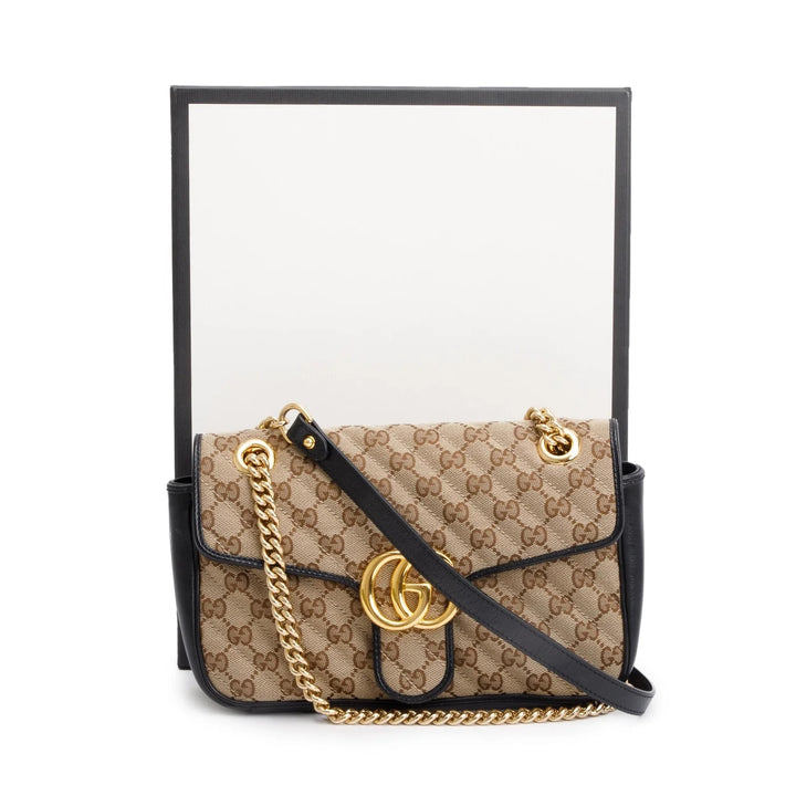 GUCCI MONOGRAM MATELASSE DIAGONAL SMALL GG MARMONT SHOULDER BAG