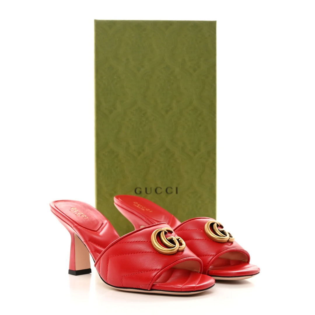 GUCCI GG MARMONT MATELASSÉ NAPPA LEATHER MULES