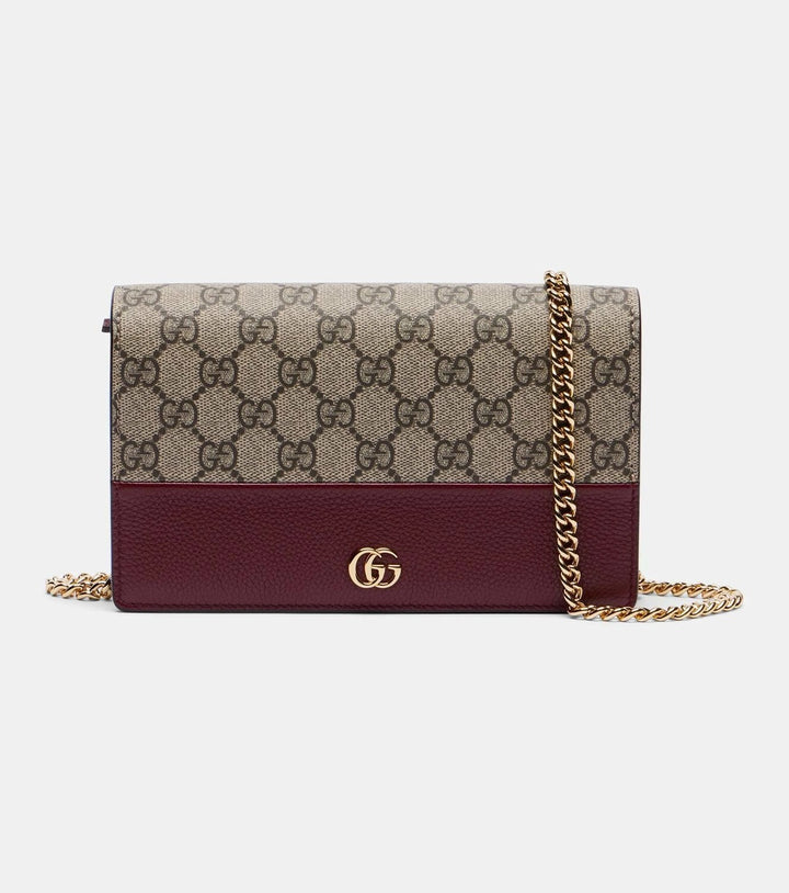 GUCCI GG MARMONT BI-COLOR WALLET ON CHAIN