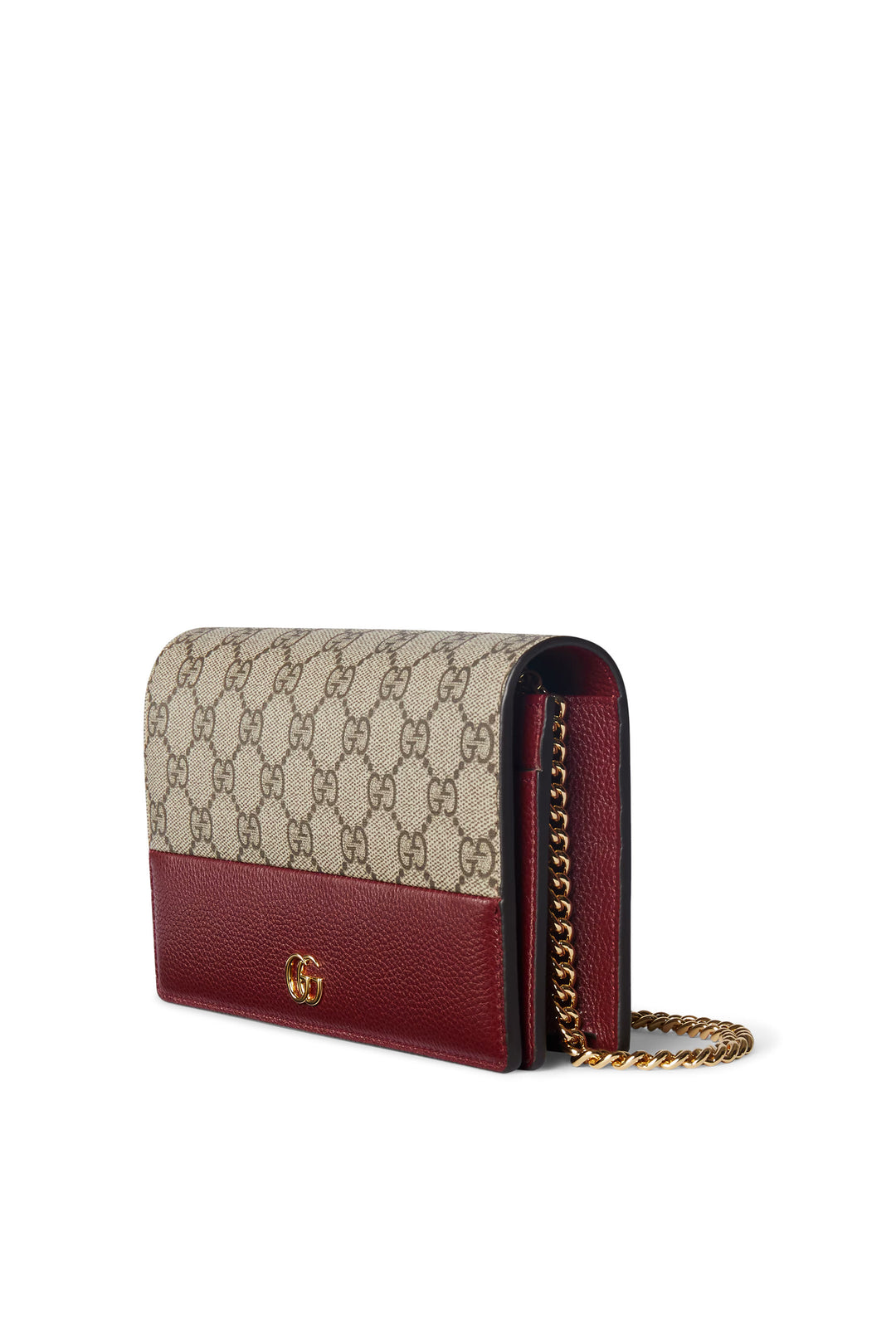 GUCCI GG MARMONT BI-COLOR WALLET ON CHAIN