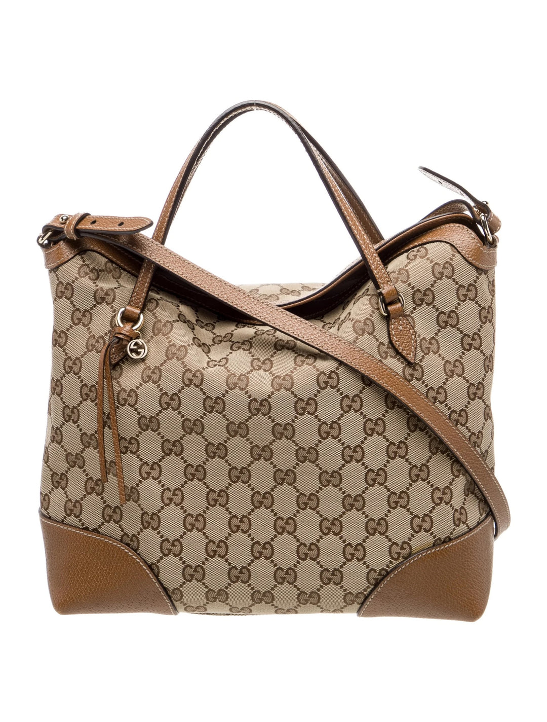 GUCCI GG MONOGRAM CANVAS &amp; CALFSKIN LEATHER BREE SHOULDER BAG