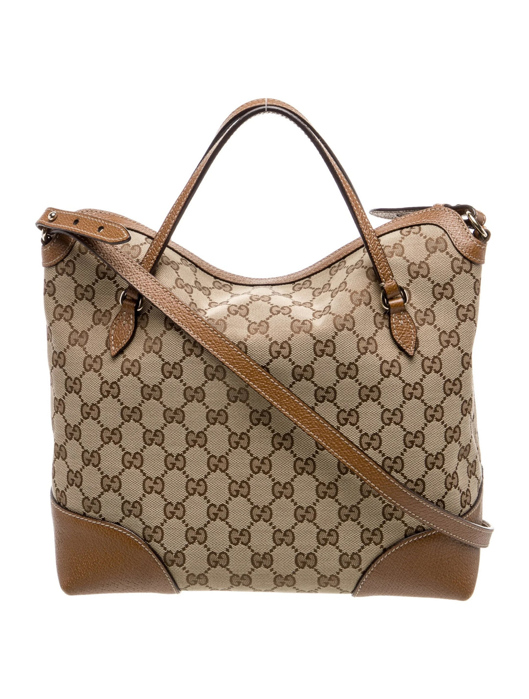 GUCCI GG MONOGRAM CANVAS &amp; CALFSKIN LEATHER BREE SHOULDER BAG