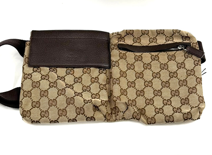 GUCCI GG SUPREME MONOGRAM DOUBLE POCKET BELT BAG