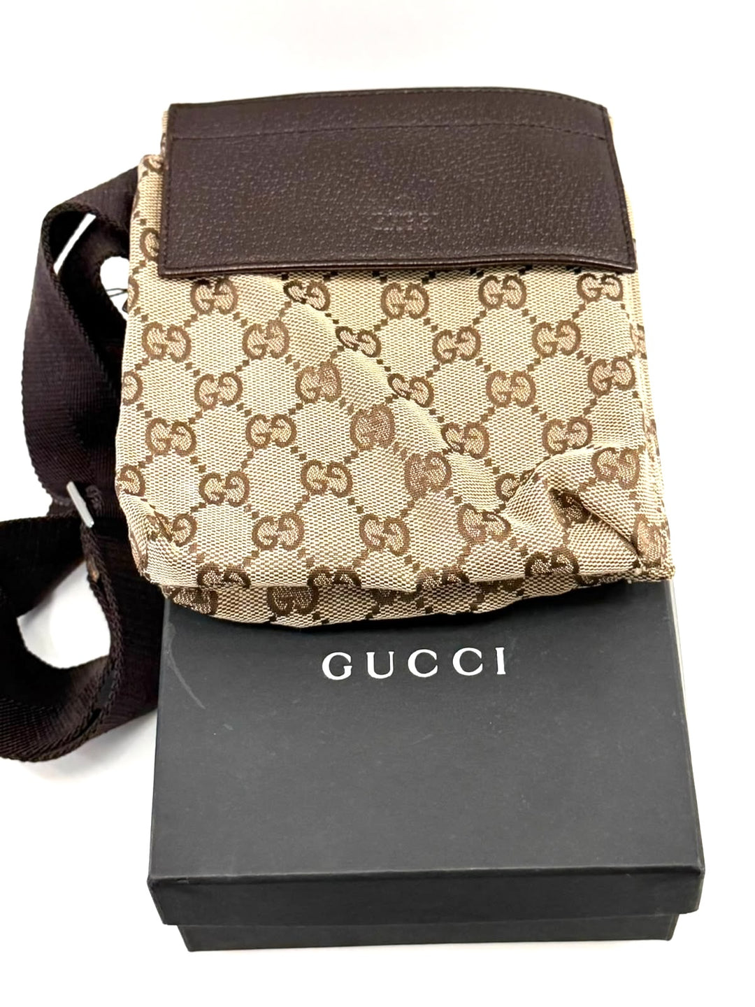 GUCCI GG SUPREME MONOGRAM DOUBLE POCKET BELT BAG
