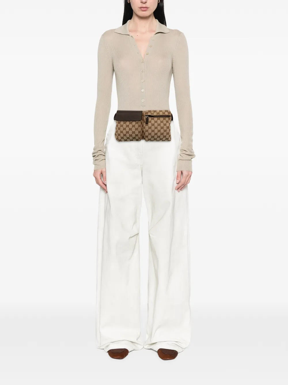 GUCCI GG SUPREME MONOGRAM DOUBLE POCKET BELT BAG