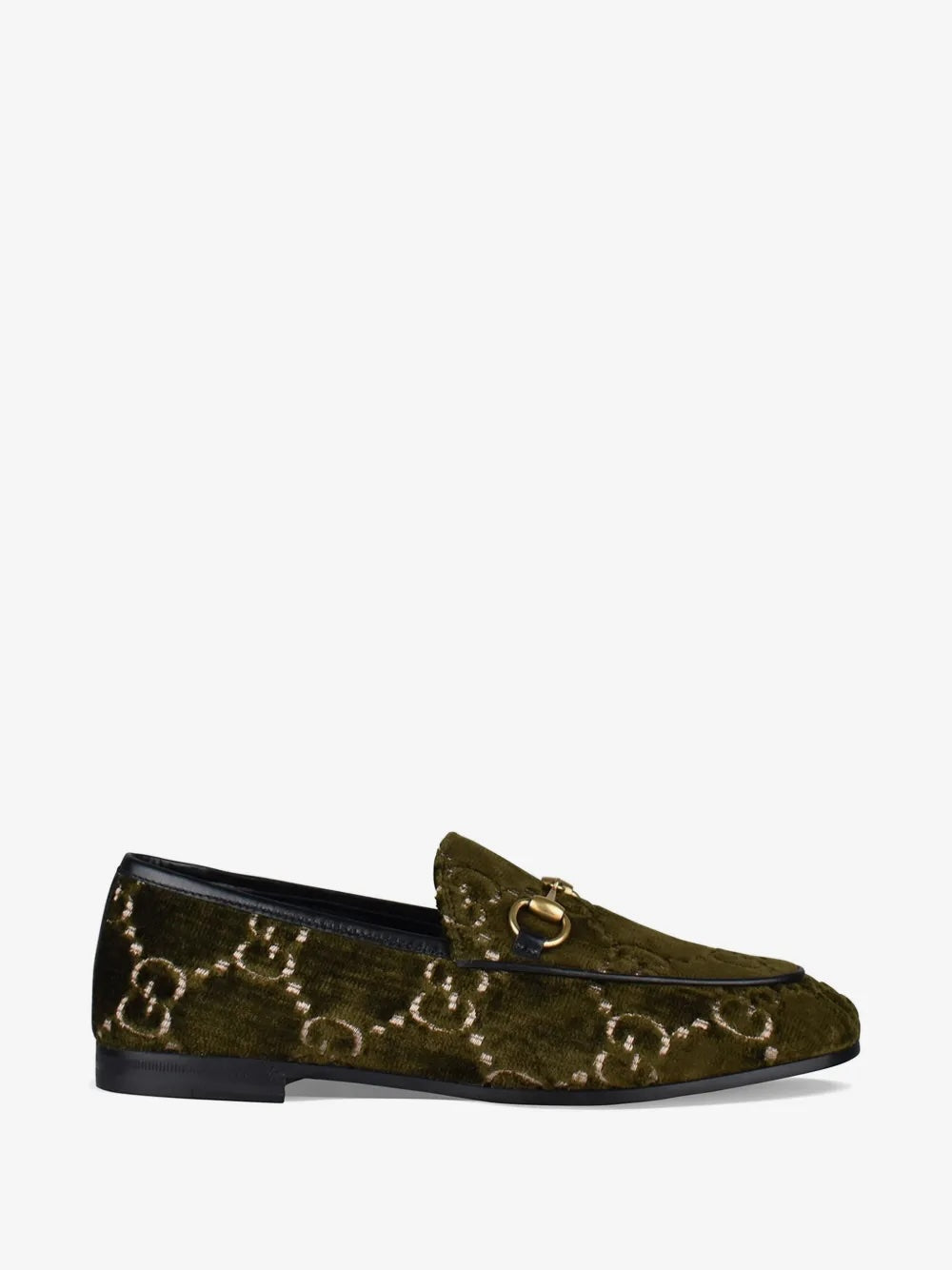 GUCCI GG MONOGRAM JORDAAN VELVET HORSEBIT LOAFERS
