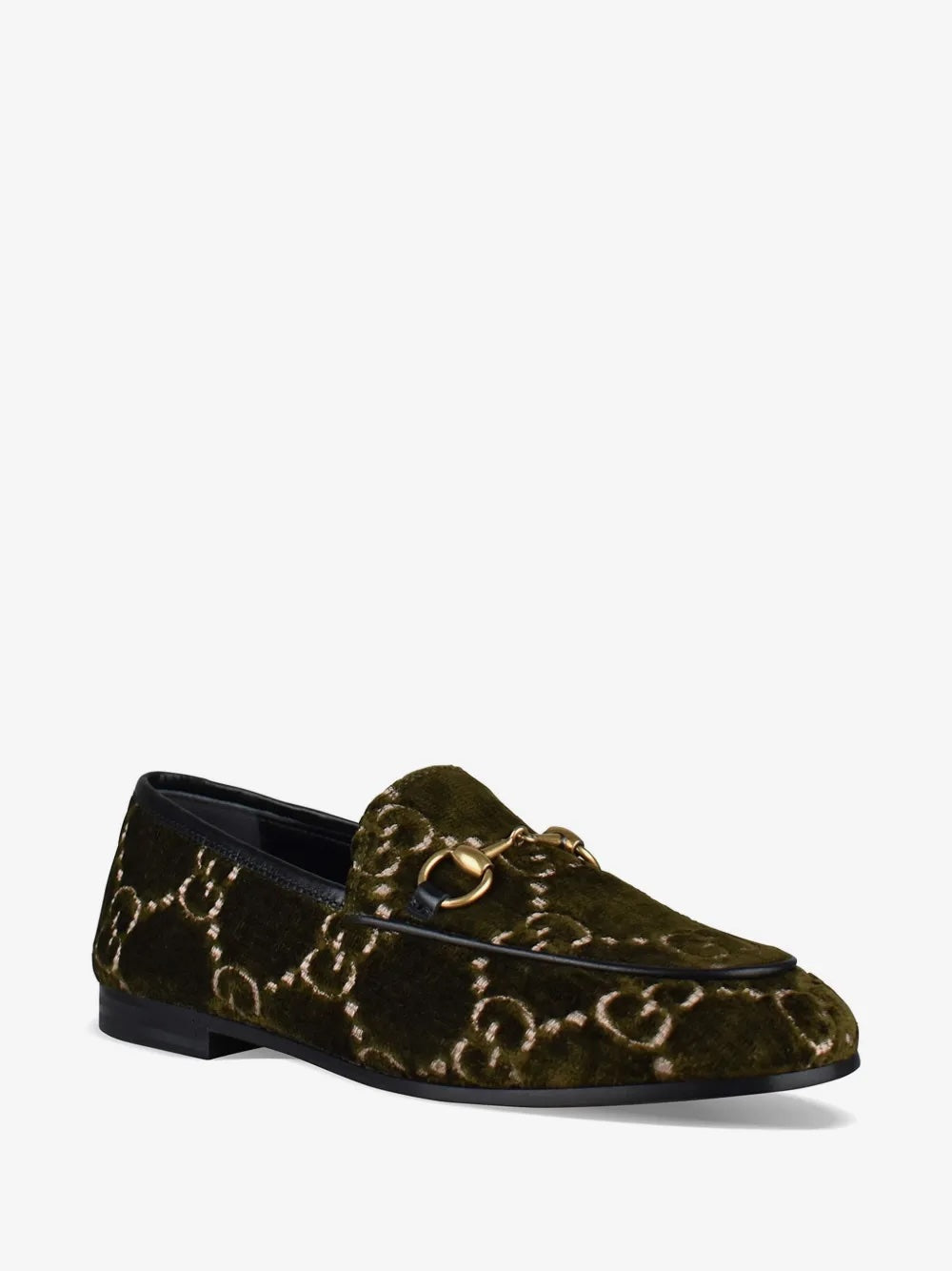GUCCI GG MONOGRAM JORDAAN VELVET HORSEBIT LOAFERS