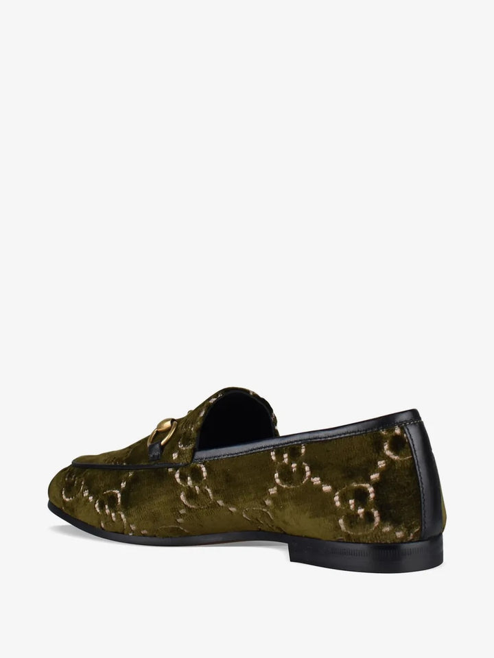 GUCCI GG MONOGRAM JORDAAN VELVET HORSEBIT LOAFERS