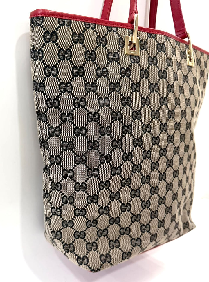 GUCCI GG MONOGRAM MEDIUM BUCKET TOTE BAG