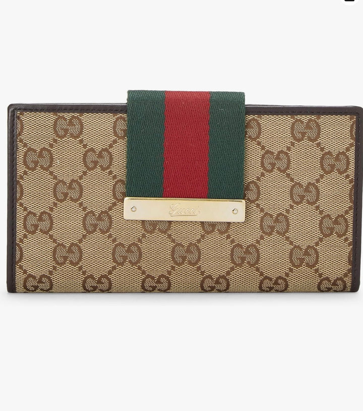 GUCCI GG MONOGRAM WEB VINTAGE CONTINENTAL WALLET