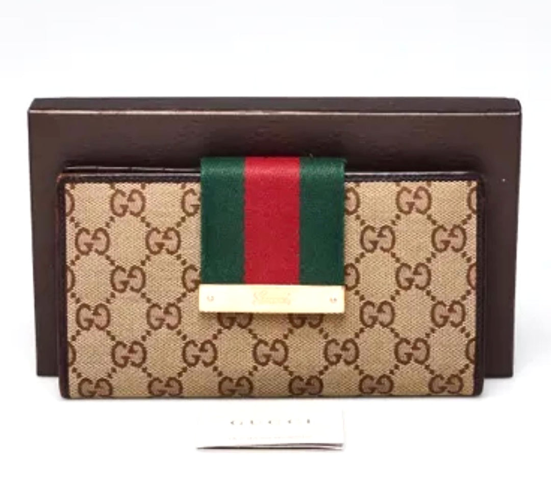 GUCCI GG MONOGRAM WEB VINTAGE CONTINENTAL WALLET