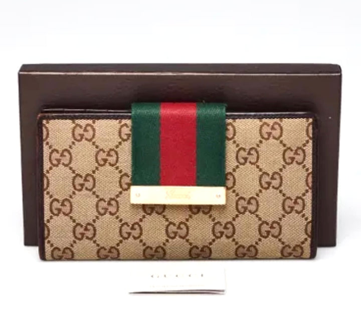 GUCCI GG MONOGRAM WEB VINTAGE CONTINENTAL WALLET