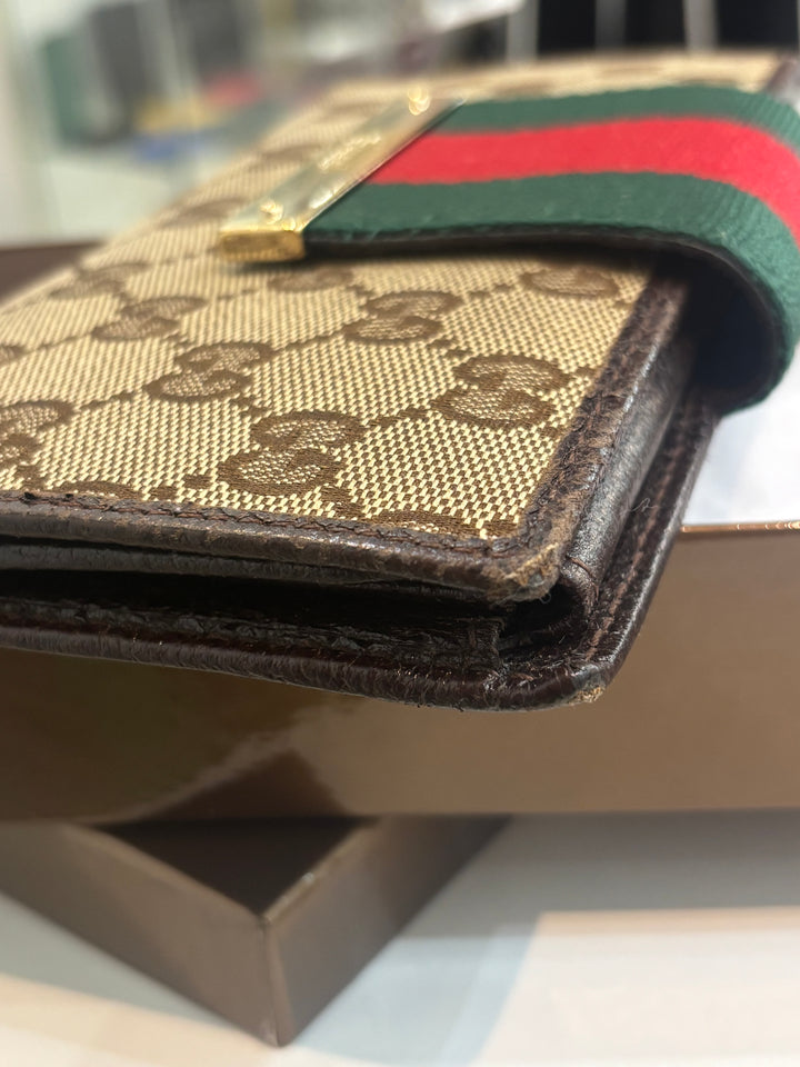 GUCCI GG MONOGRAM WEB VINTAGE CONTINENTAL WALLET