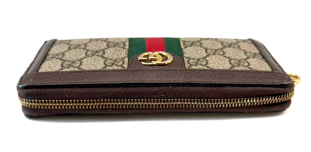 GUCCI GG SUPREME MONOGRAM WEB OPHIDIA ZIPPY WALLET