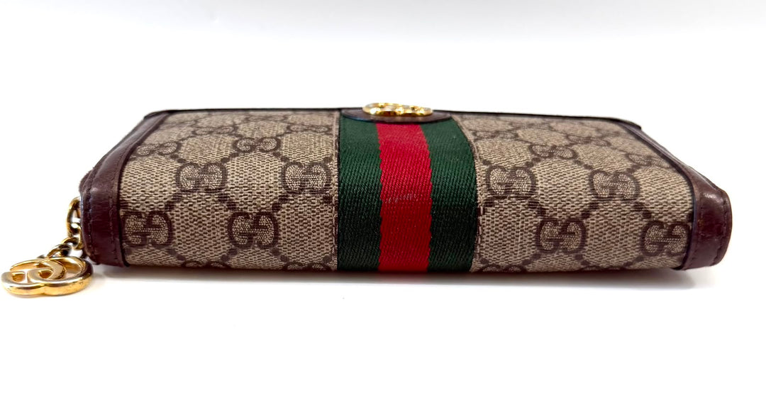 GUCCI GG SUPREME MONOGRAM WEB OPHIDIA ZIPPY WALLET