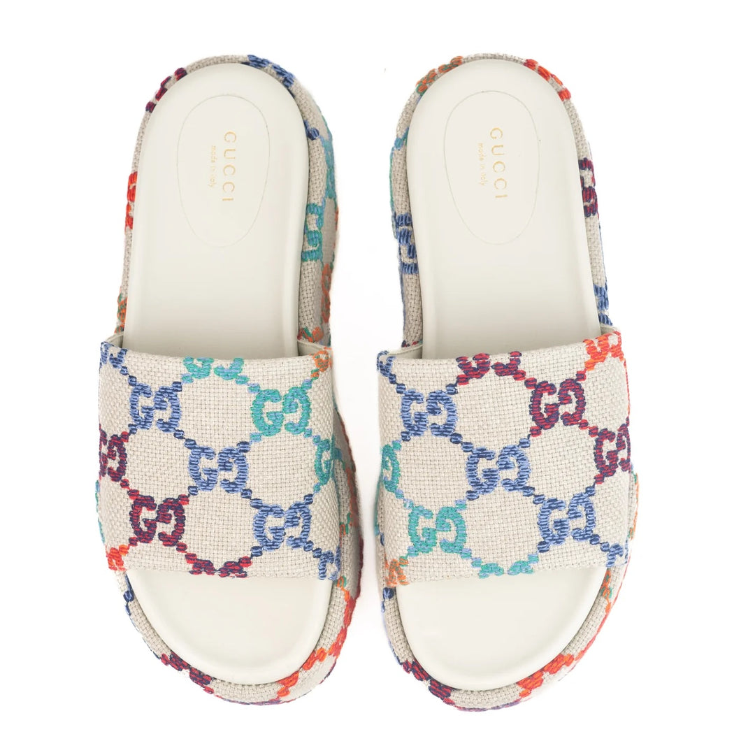 GUCCI GG MULTICOLOR ANGELINA PLATFORM SLIDE SANDALS – Caroline's