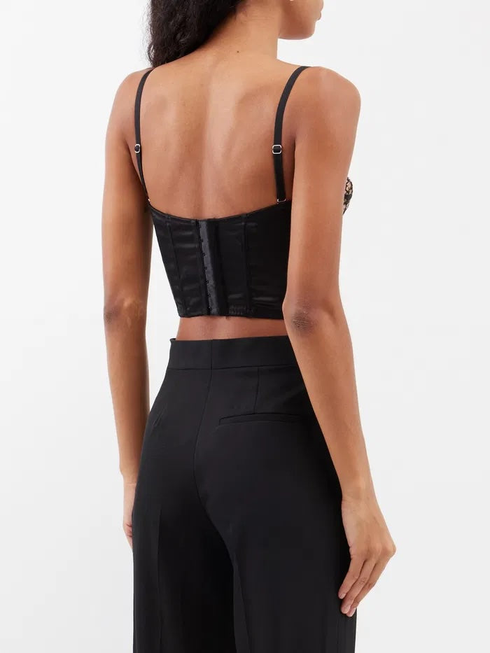 GUCCI GG NET LACE TRIMMED CORSET BUSTIER
