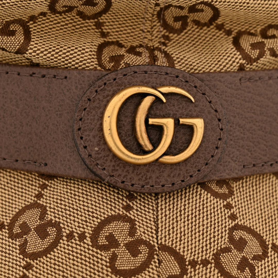 GUCCI GG SUPREME CANVAS &amp; LEATHER BUCKET HAT