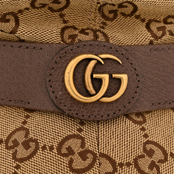 GUCCI GG SUPREME CANVAS &amp; LEATHER BUCKET HAT