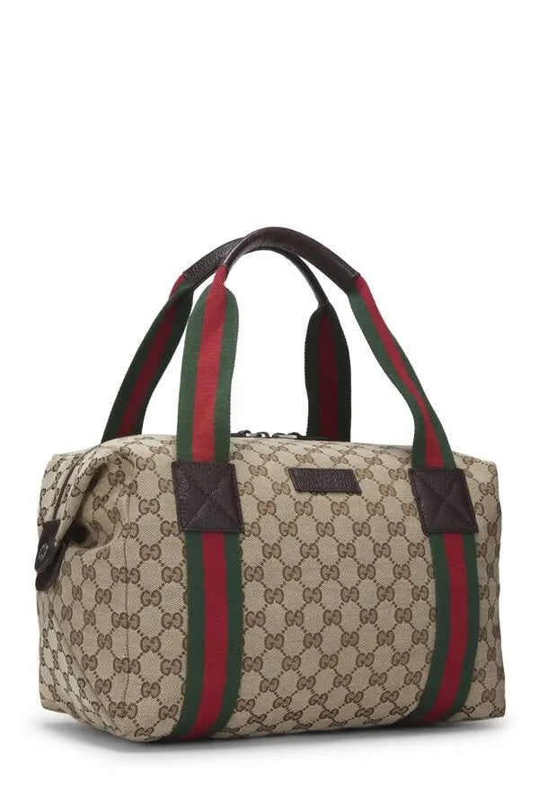 GUCCI GG CANVAS WEB MEDIUM DUFFLE BAG