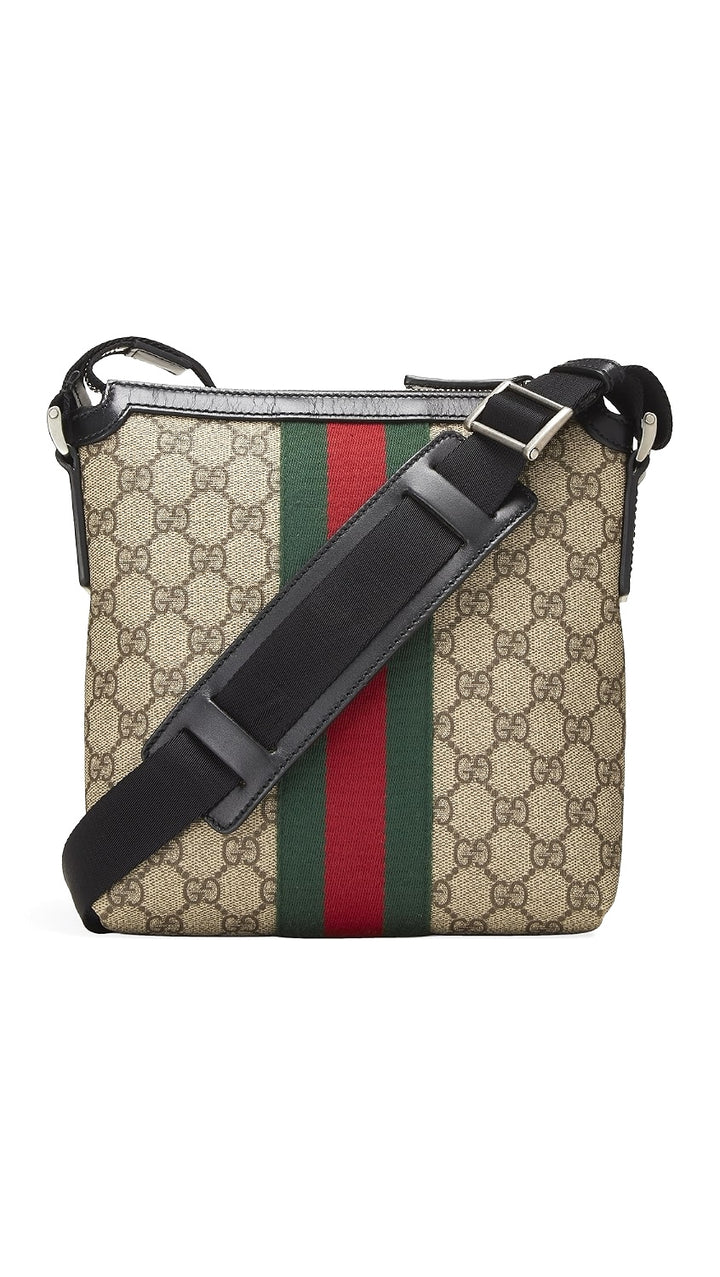 GUCCI GG SUPREME MONOGRAM WEB MESSENGER BAG