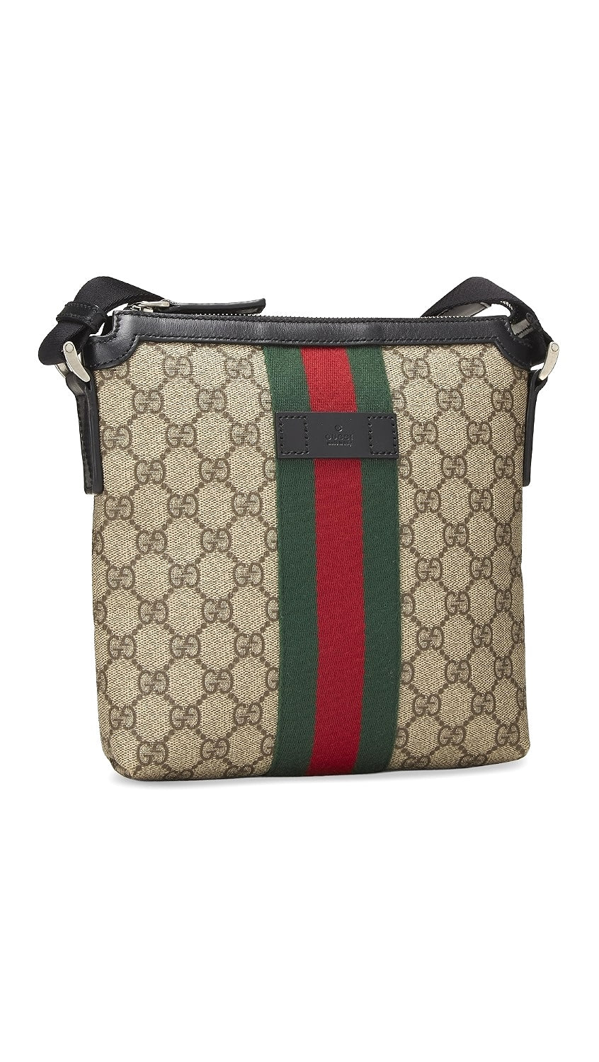 GUCCI GG SUPREME MONOGRAM WEB MESSENGER BAG