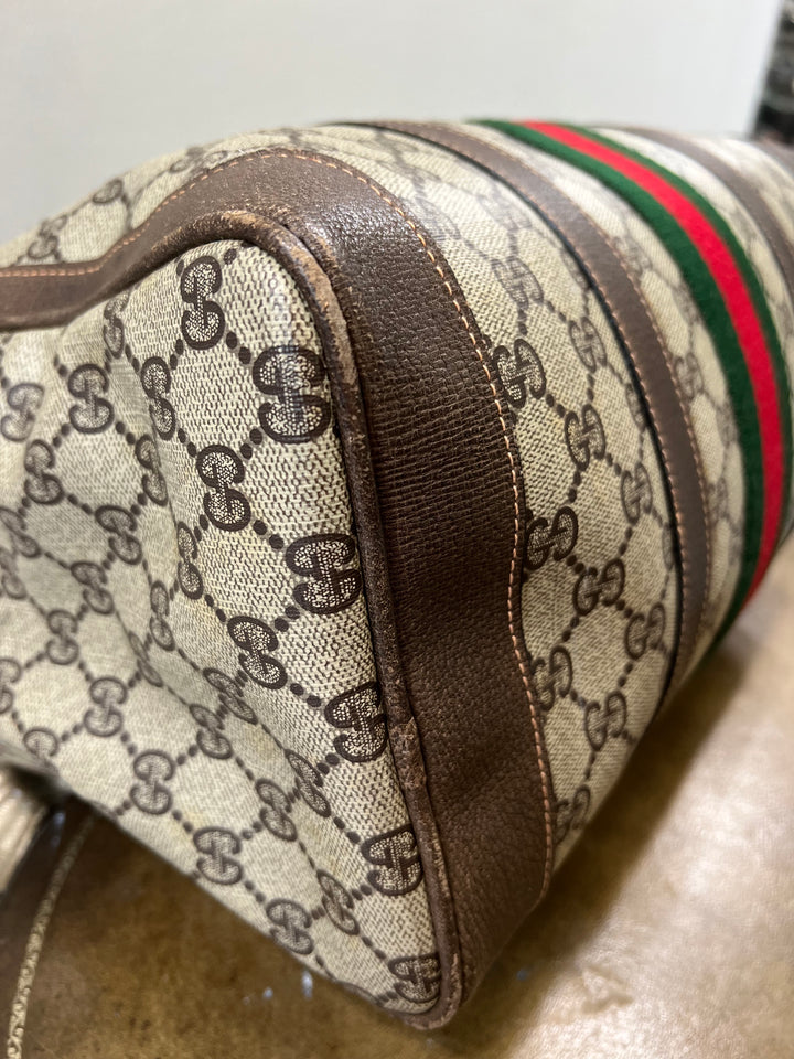 GUCCI GG SUPREME WEB VINTAGE BOSTON BAG