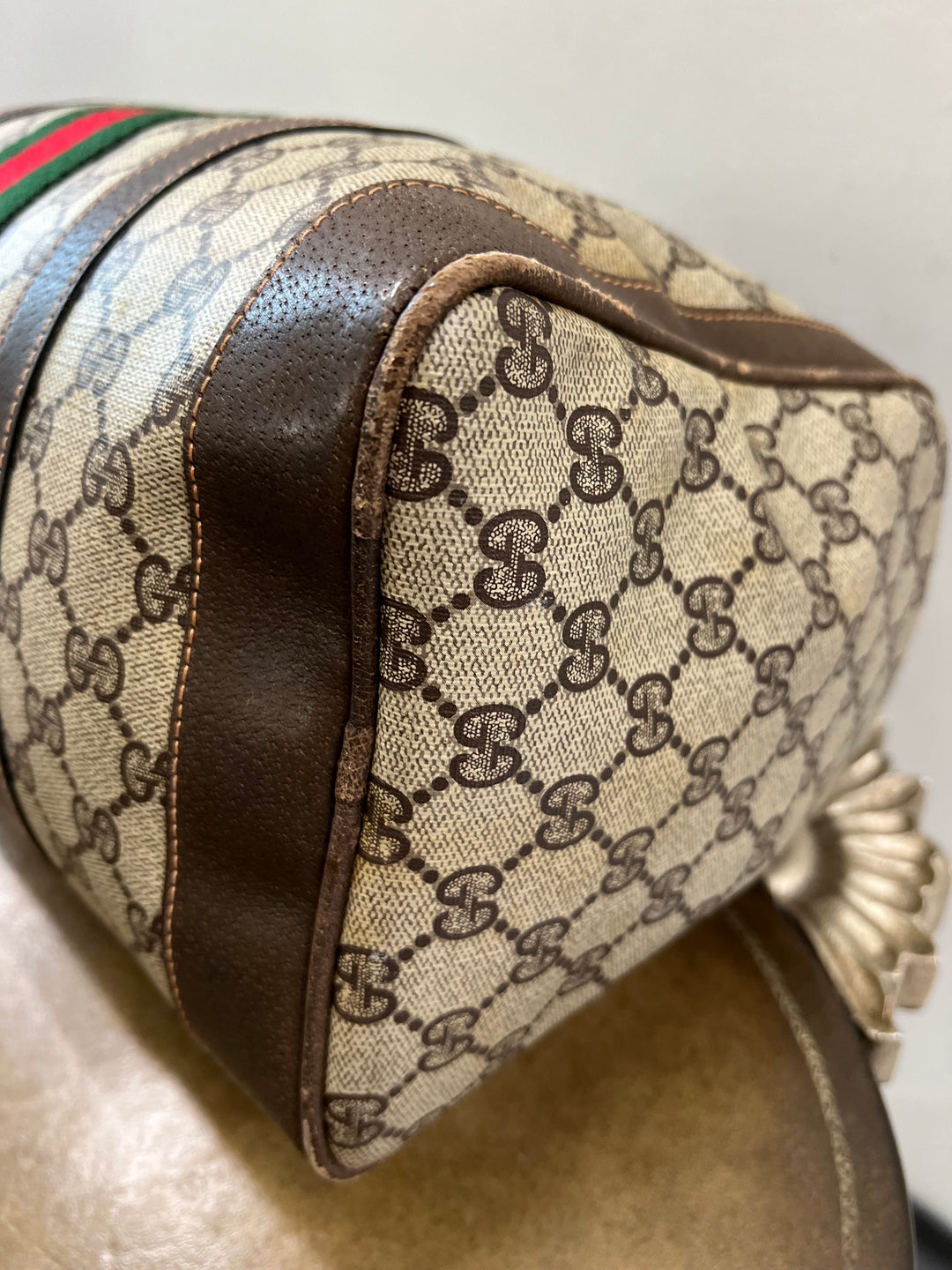 GUCCI GG SUPREME WEB VINTAGE BOSTON BAG