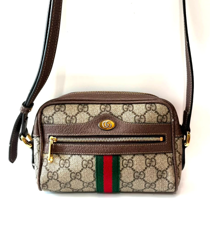 GUCCI GG SUPREME MONOGRAM WEB MINI OPHIDIA CROSSBODY