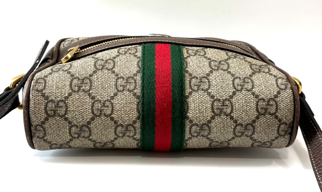 GUCCI GG SUPREME MONOGRAM WEB MINI OPHIDIA CROSSBODY