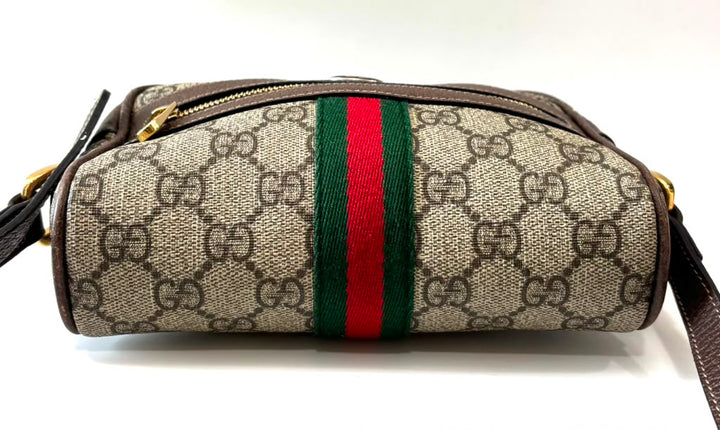 GUCCI GG SUPREME MONOGRAM WEB MINI OPHIDIA CROSSBODY