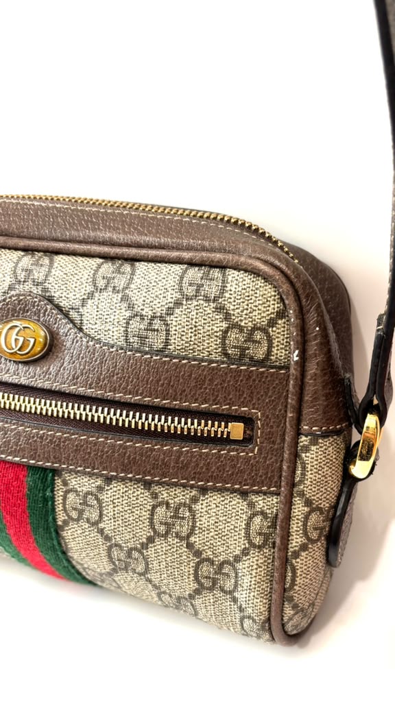GUCCI GG SUPREME MONOGRAM WEB MINI OPHIDIA CROSSBODY