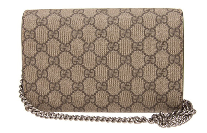 GUCCI GG SUPREME DIONYSUS WALLET ON CHAIN – CHERRY RED LEATHER INTERIOR