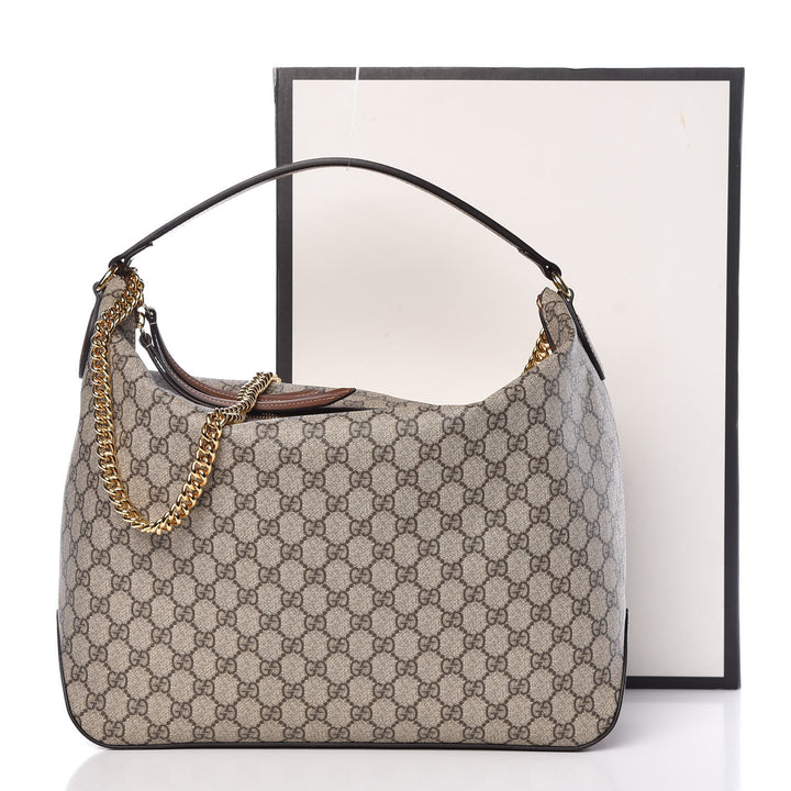 GUCCI GG SUPREME MONOGRAM LINEA HOBO BAG