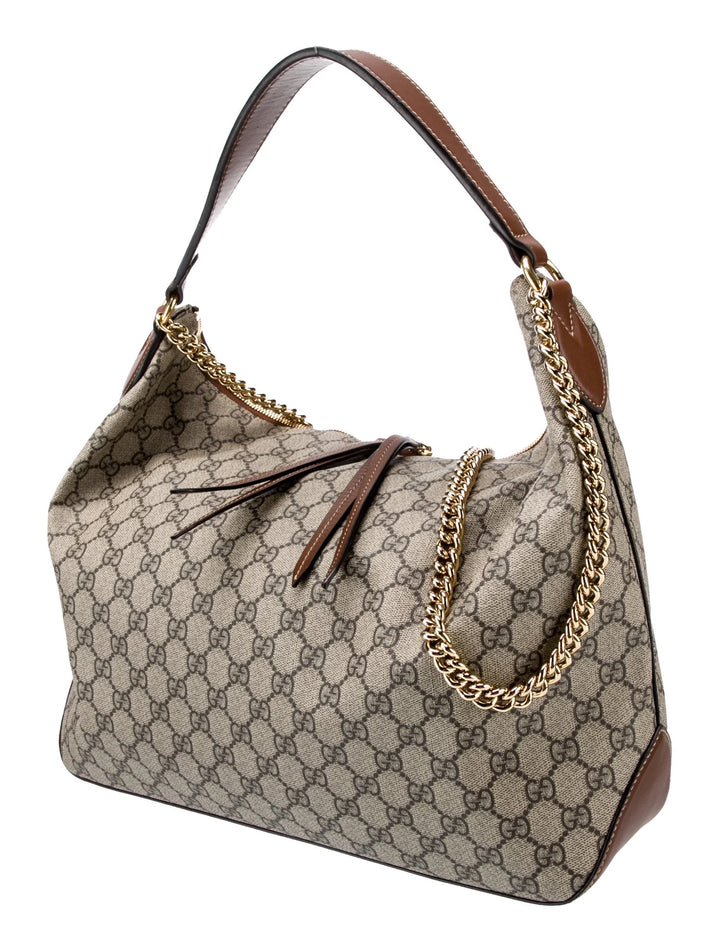 GUCCI GG SUPREME MONOGRAM LINEA HOBO BAG