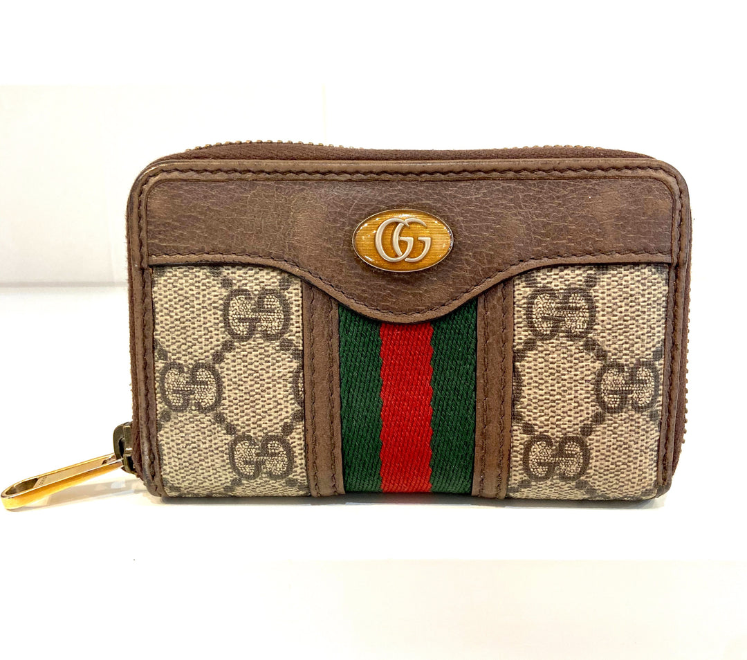 GUCCI GG SUPREME OPHIDIA SMALL ZIP AROUND WALLET