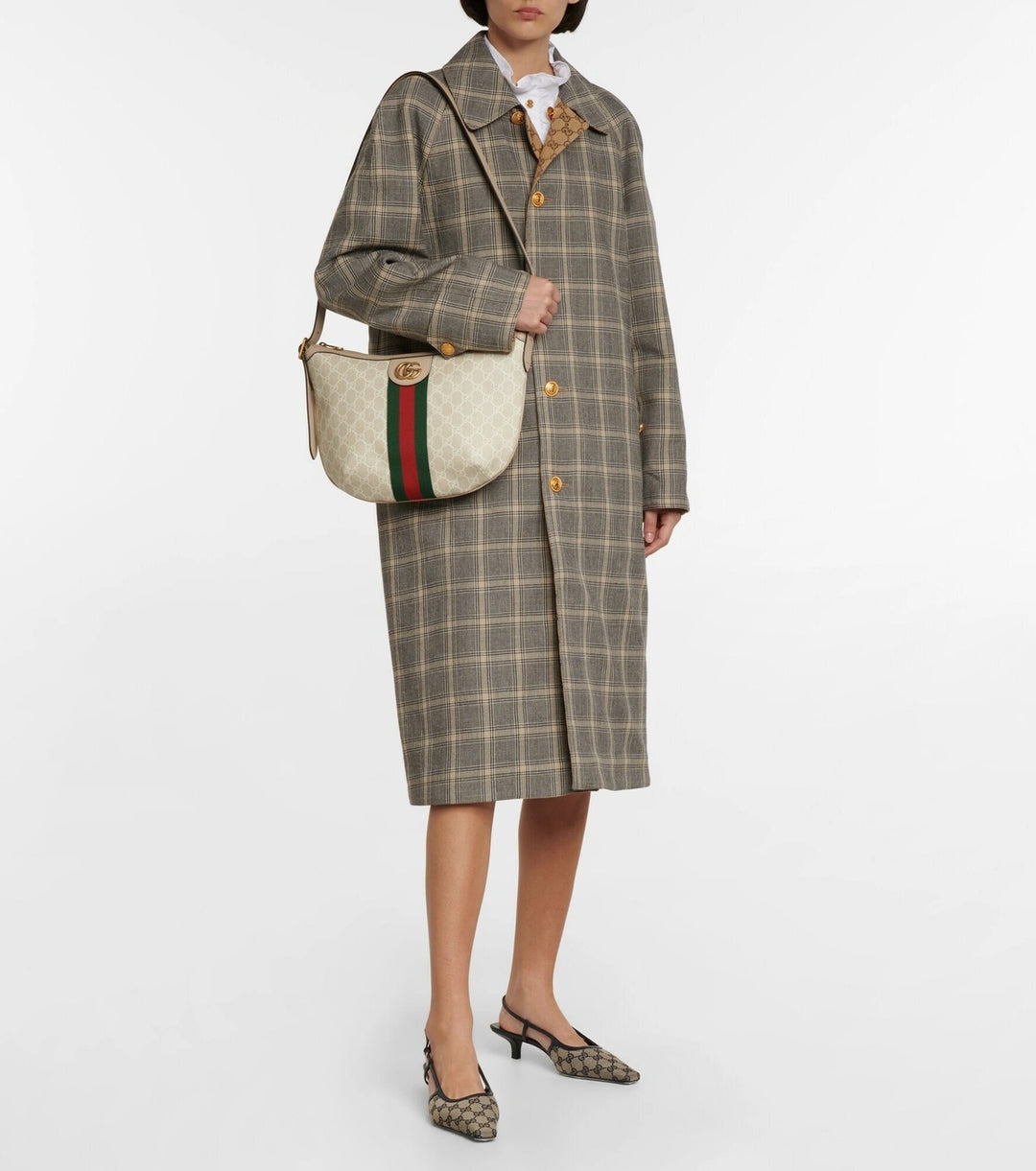 GUCCI GG SUPREME MONOGRAM WEB SMALL OPHIDIA SHOULDER BAG
