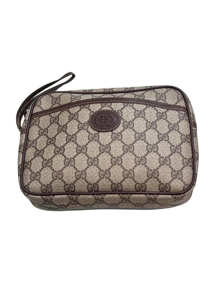 GUCCI GG SUPREME VINTAGE CLUTCH WRISTLET BAG