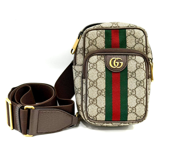 GUCCI GG SUPREME MINI OPHIDIA WEB CROSSBODY BAG