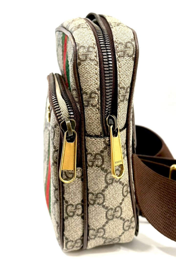 GUCCI GG SUPREME MINI OPHIDIA WEB CROSSBODY BAG