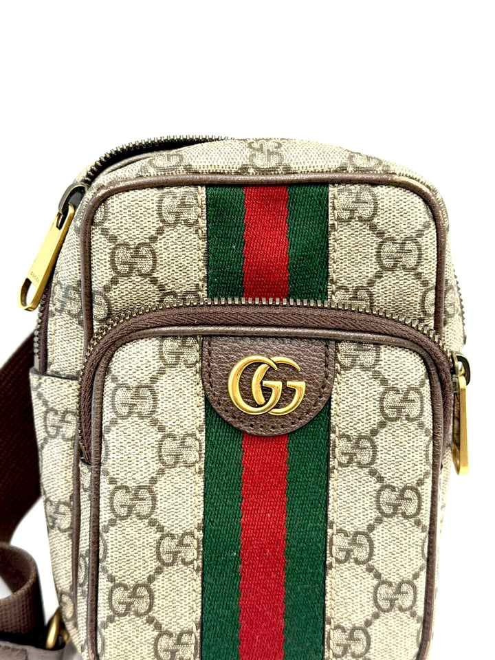 GUCCI GG SUPREME MINI OPHIDIA WEB CROSSBODY BAG