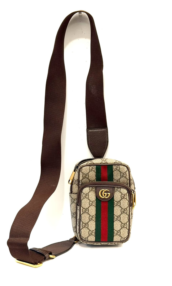 GUCCI GG SUPREME MINI OPHIDIA WEB CROSSBODY BAG
