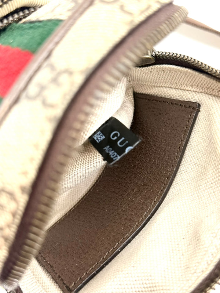 GUCCI GG SUPREME MINI OPHIDIA WEB CROSSBODY BAG