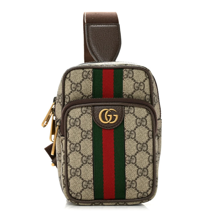 GUCCI GG SUPREME MINI OPHIDIA WEB CROSSBODY BAG