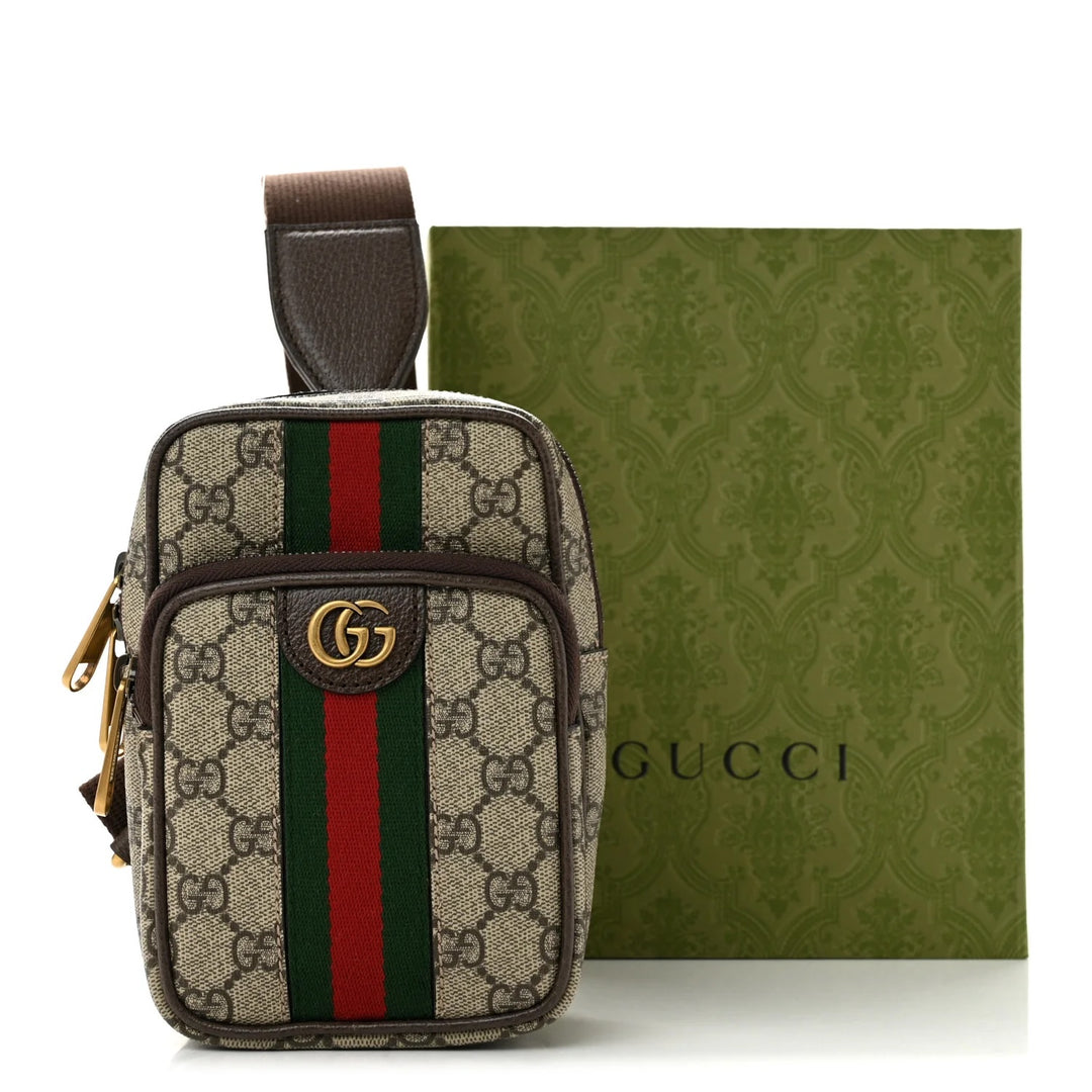 GUCCI GG SUPREME MINI OPHIDIA WEB CROSSBODY BAG