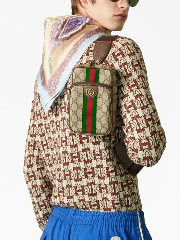 GUCCI GG SUPREME MINI OPHIDIA WEB CROSSBODY BAG